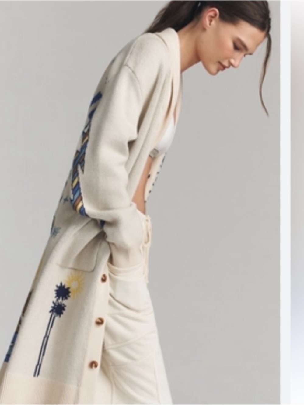 Anthropologie Spiritual Gangster Grateful Sky Estelle Long Cardigan Medium boho - Picture 4 of 15